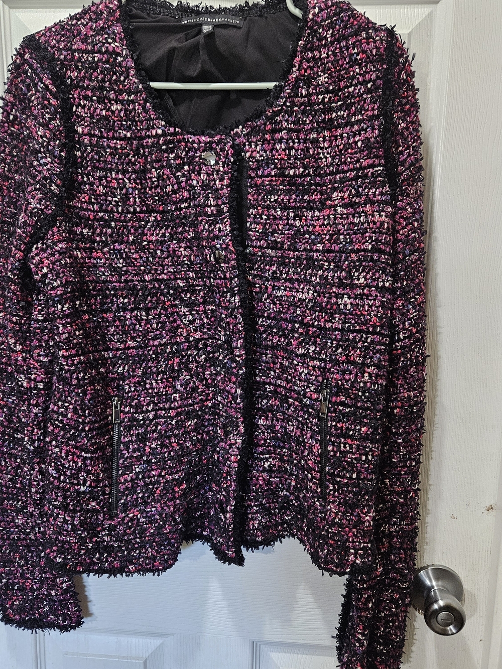 Pink & Black Bouclé Tweed Jacket
